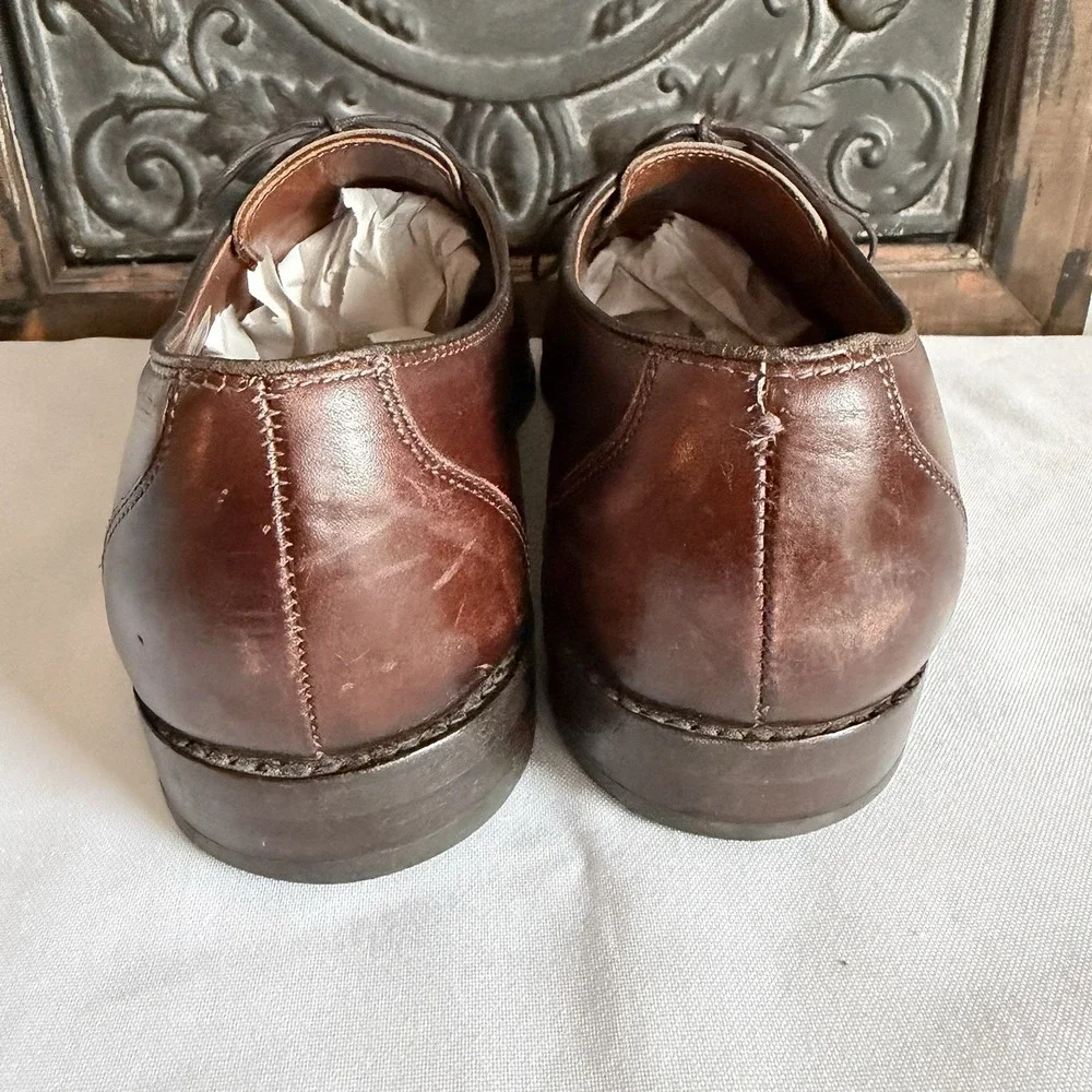 Allen Edmonds Burton Oxford‎ Mens Sz 9.5 D Brown Made In USA Leather Dress Shoes